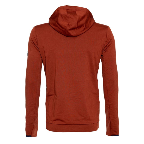 Rückansicht sFleece Merino Hoodie rostbraun Herren von SCROC.