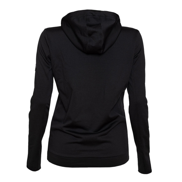 Rückansicht sFleece Merino Hoodie Karpa w schwarz Damen von SCROC.