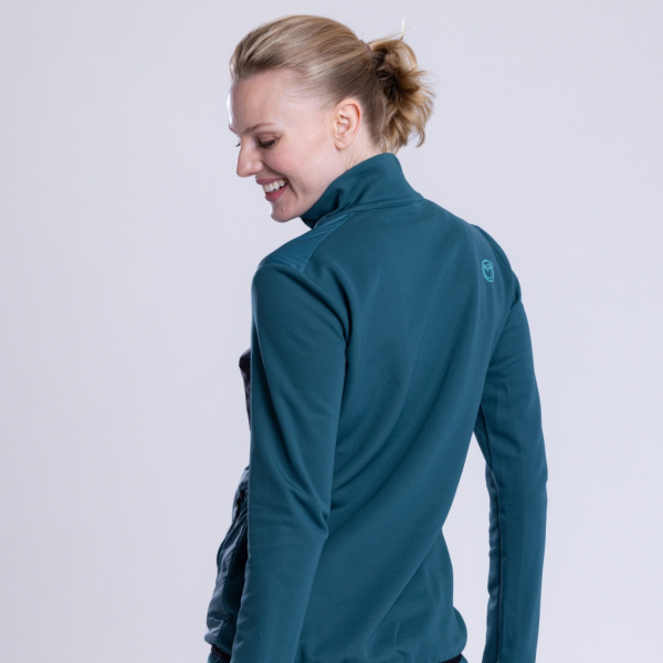Rückansicht der sFleece Merino Hybrid Jacke Arta w Damen von SCROC.