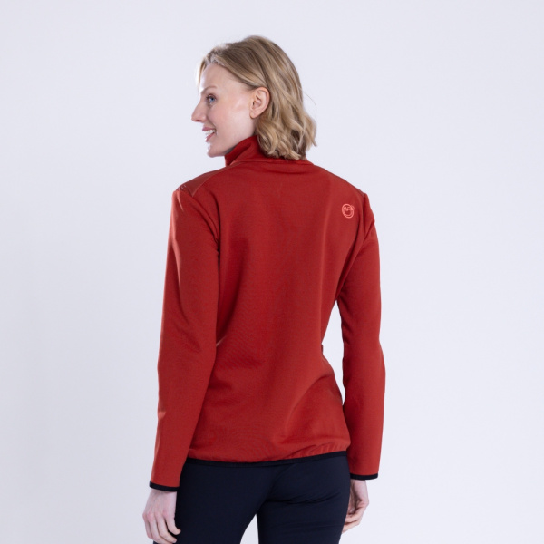 Rückansicht der sFleece Merino Hybrid Jacke Arta w Damen von SCROC.