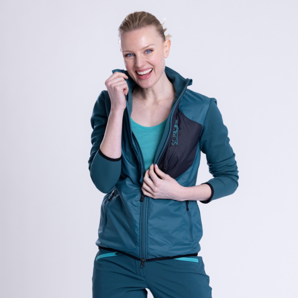 sFleece Merino Hybrid Jacke Arta w Damen in der Farbe petrol.
