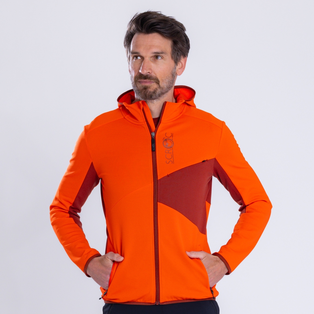 sFleece Merino Jacke Menso m in blutorange für Herren von SCROC