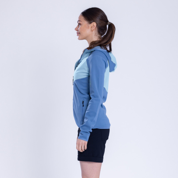 Seitenansicht der sFleece Merino Jacke Migri w für Damen von SCROC.