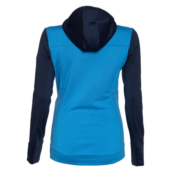 Rückansicht sFleece Merino Jacke Roka blau/dunkelblau für Damen von SCROC.