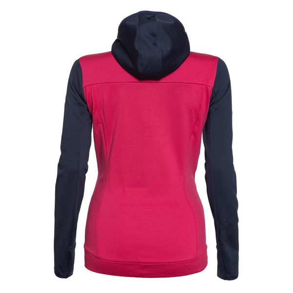 Rückansicht sFleece Merino Jacke Roka pink/dunkelblau für Damen von SCROC.