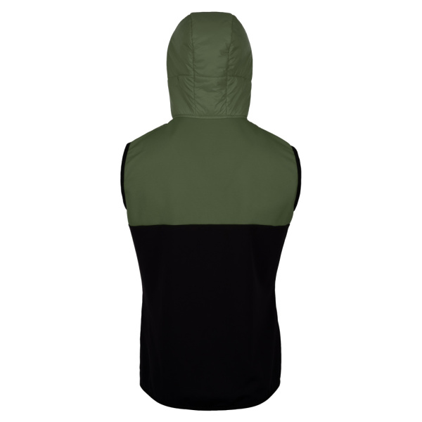 Rückansicht der sLoft Merino Hybrid Weste Boli m in moosgrün für Herren von SCROC