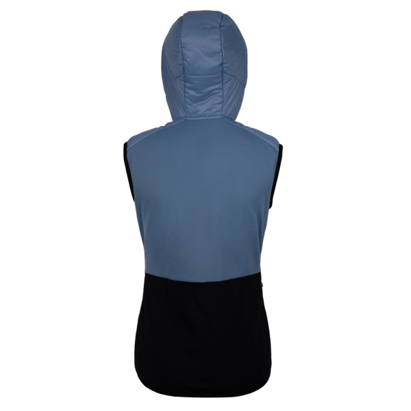 Rückansicht der sLoft Merino Hybrid Weste Digna w in stahlblau für Damen von SCROC