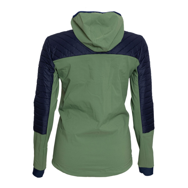 Die sLoft Merino Jacke Nepo w olivgrün verbindet das Beste aus zwei Welten: wärmendes Loftmaterial & bewegliches Softshell.