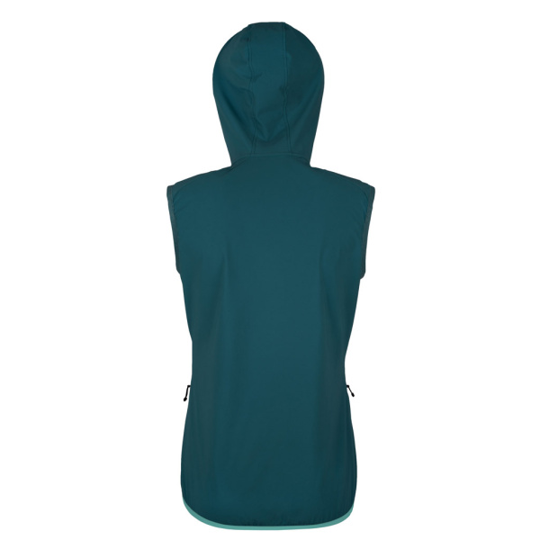 Rückansicht der sLoft Merino Hybrid Weste Bella w für Damen in petrol von SCROC.