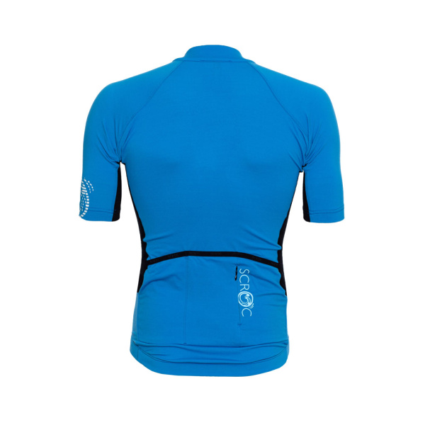 Das sMerino 155 Bike Trikot Fama blau für Herren von SCROC ist enganliegend geschnitten und sehr elastisch.