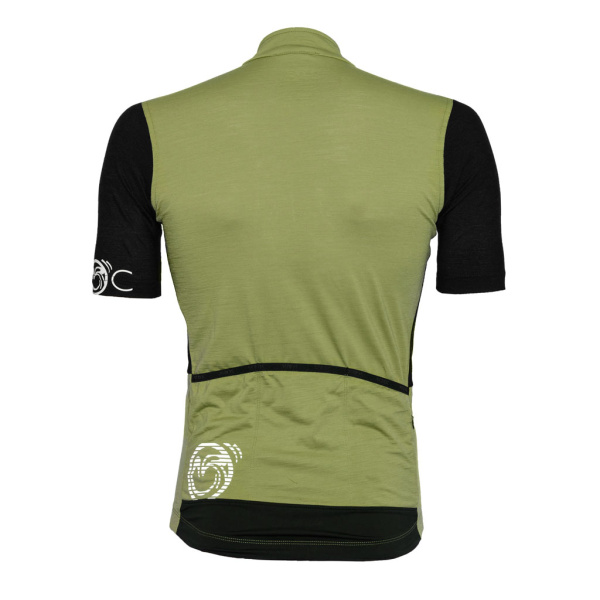 Das sMerino 160 Bike Trikot pistazie ist enganliegend geschnitten und hat ein reflektierendes Logo auf der Rückseite.