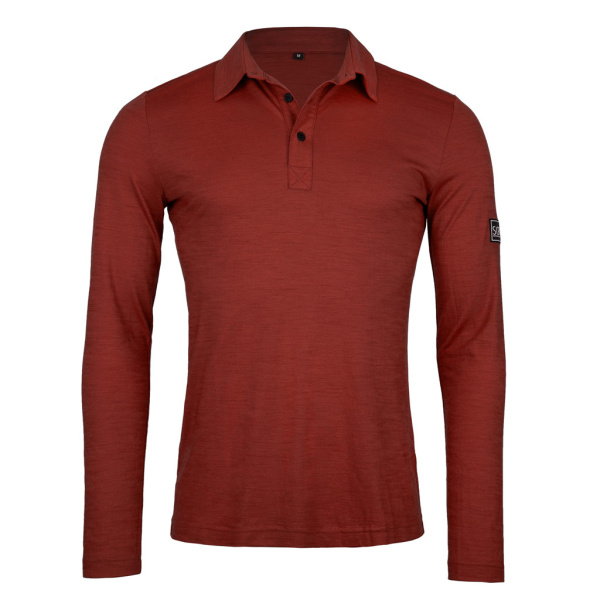 sMerino 160 Polo Prio langarm m in rostbraun für Herren von SCROC