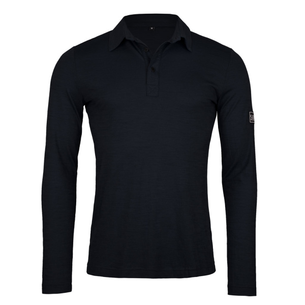 sMerino 160 Polo Prio langarm m in schwarz für Herren von SCROC