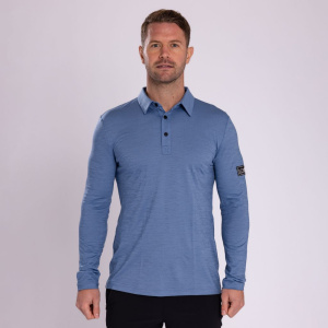 sMerino 160 Polo Prio langarm m in stahlblau für Herren von SCROC sMerino 160 Polo Prio langarm m in stahlblau für Herren von SCROC