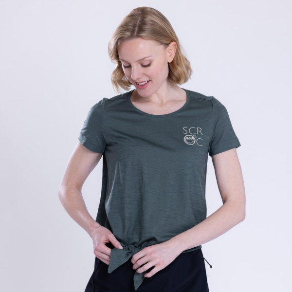 sMerino 160 Shirt Doni w für Damen mit Knotendetail am Saum.