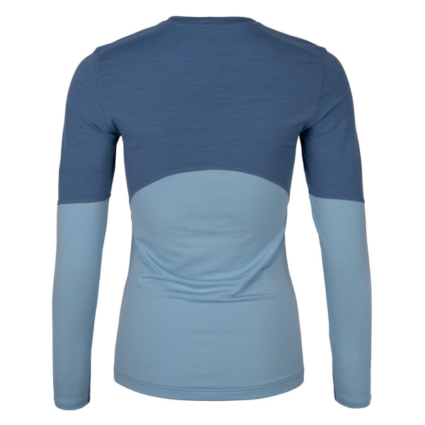 Rückansicht des sMerino 190 Shirt Luma langarm w in stahlblau für Damen von SCROC