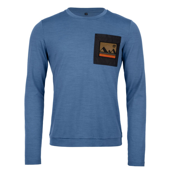 sMerino 220 Shirt Pli langarm m stahlblau für Herren von SCROC