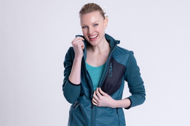 Hybrid Jacke Damen aus Merinowolle zum Wandern und Laufen - SCROC