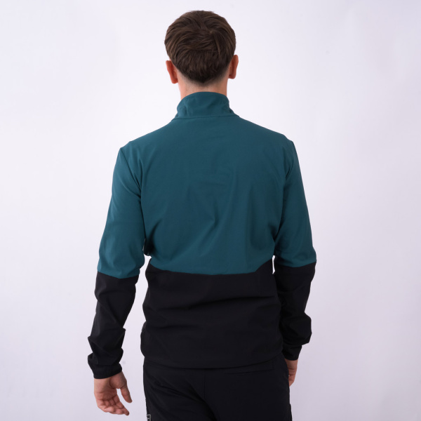 Rückansicht der sWooltec Merino Hybrid Jacke Kuko m petrol von SCROC