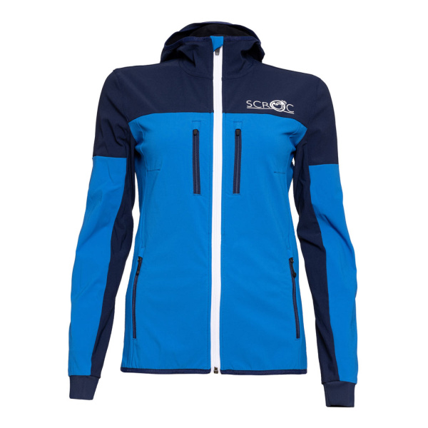 sWooltec Merino Jacke Caro w blau für Damen: wind- und wasserabweisende Funktionsjacke von SCROC.