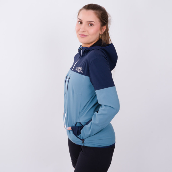 Seitenansicht der sWooltec Merino Jacke Caro w eisblau für Damen von SCROC.