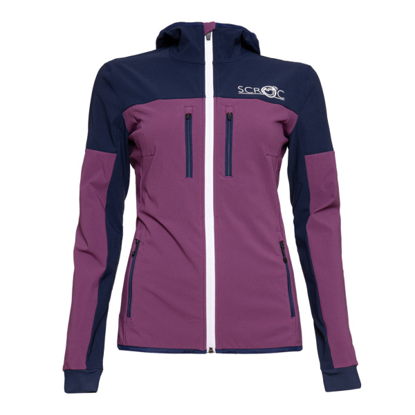 sWooltec Merino Jacke Caro w violett für Damen: wind- und wasserabweisende Funktionsjacke von SCROC.