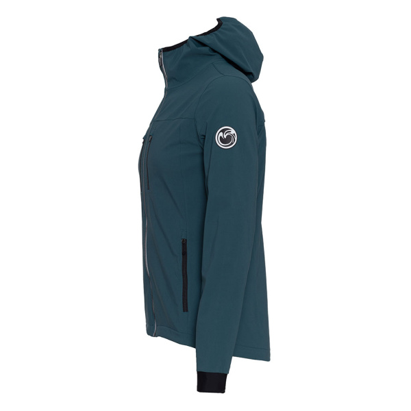 Die sWooltec Merino Jacke Relo petrol ist eine wind- und wasserabweisende Sportjacke mit Kapuze.