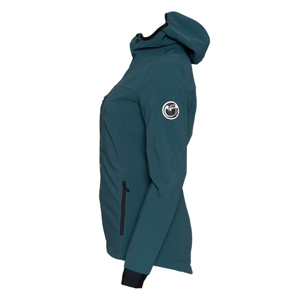 Die sWooltec Merino Jacke Relo w petrol ist eine wind- und wasserabweisende Sportjacke mit Kapuze.