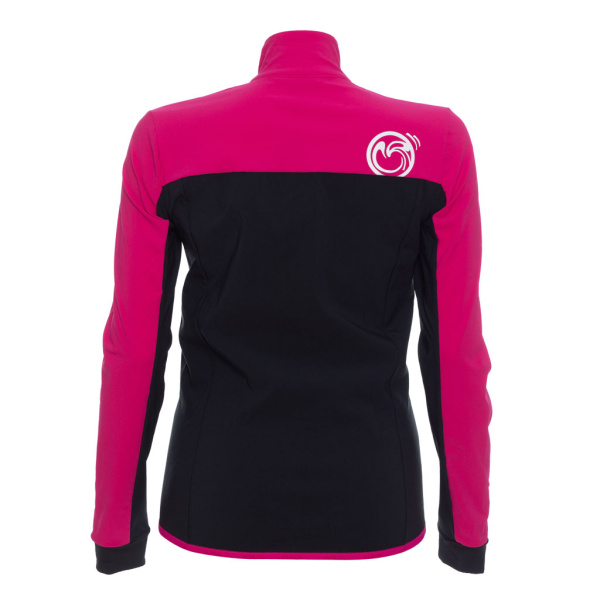 Rückansicht der sWooltec Merino Jacke Vivo w pink. Die SCROC-Kugel ist am Rücken platziert.