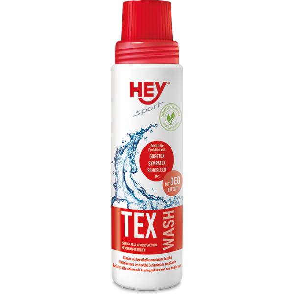 HEY SPORT® Tex Wash ist ein Waschmittel für wasserdichte Kleidung wie Goretex®.