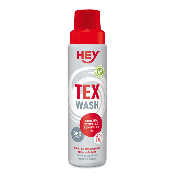 HEY SPORT® Tex Wash ist ein Waschmittel für wasserdichte Kleidung wie Goretex®.